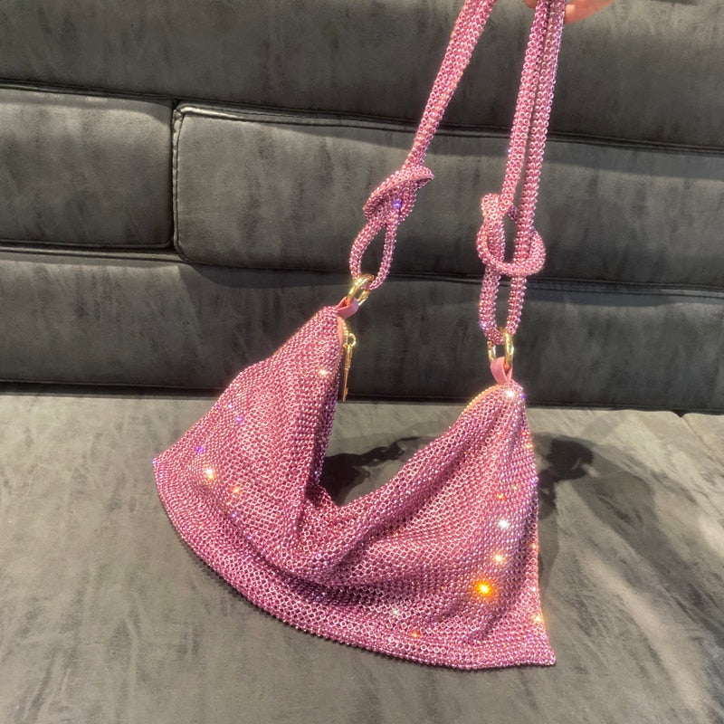 luxury Designer hobo shoulder bag Handle Shining Rhinestones Evening clutch Bag Purse Crystal Purses and handbag Hobo Bags