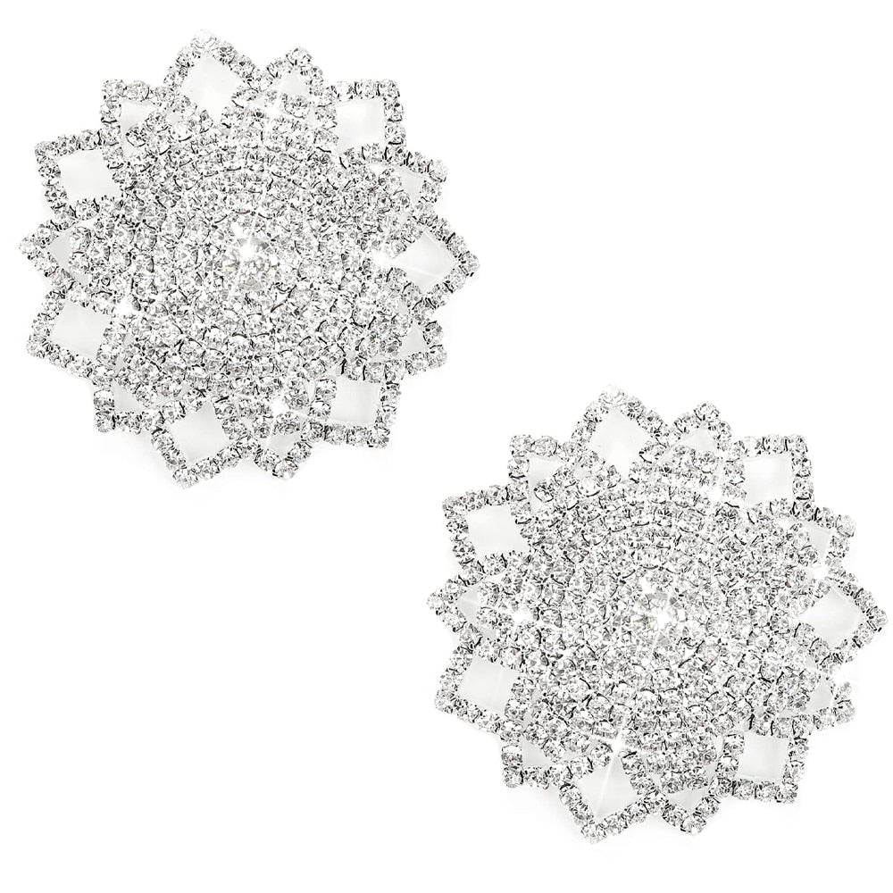 Stonefans 2 PCS Rhinestone Heart Tassel Nipple Stickers Breast Petals Women Sexy Body Chain Cover Nipple Pasties Sticker Jewelry