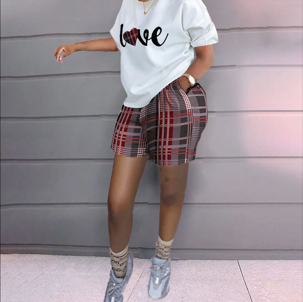 Women Summer Two Piece Sets Outfit Shorts Set 2022 Casual T-Shirt Crop Top Biker Shorts Set Streetwear Tracksuit