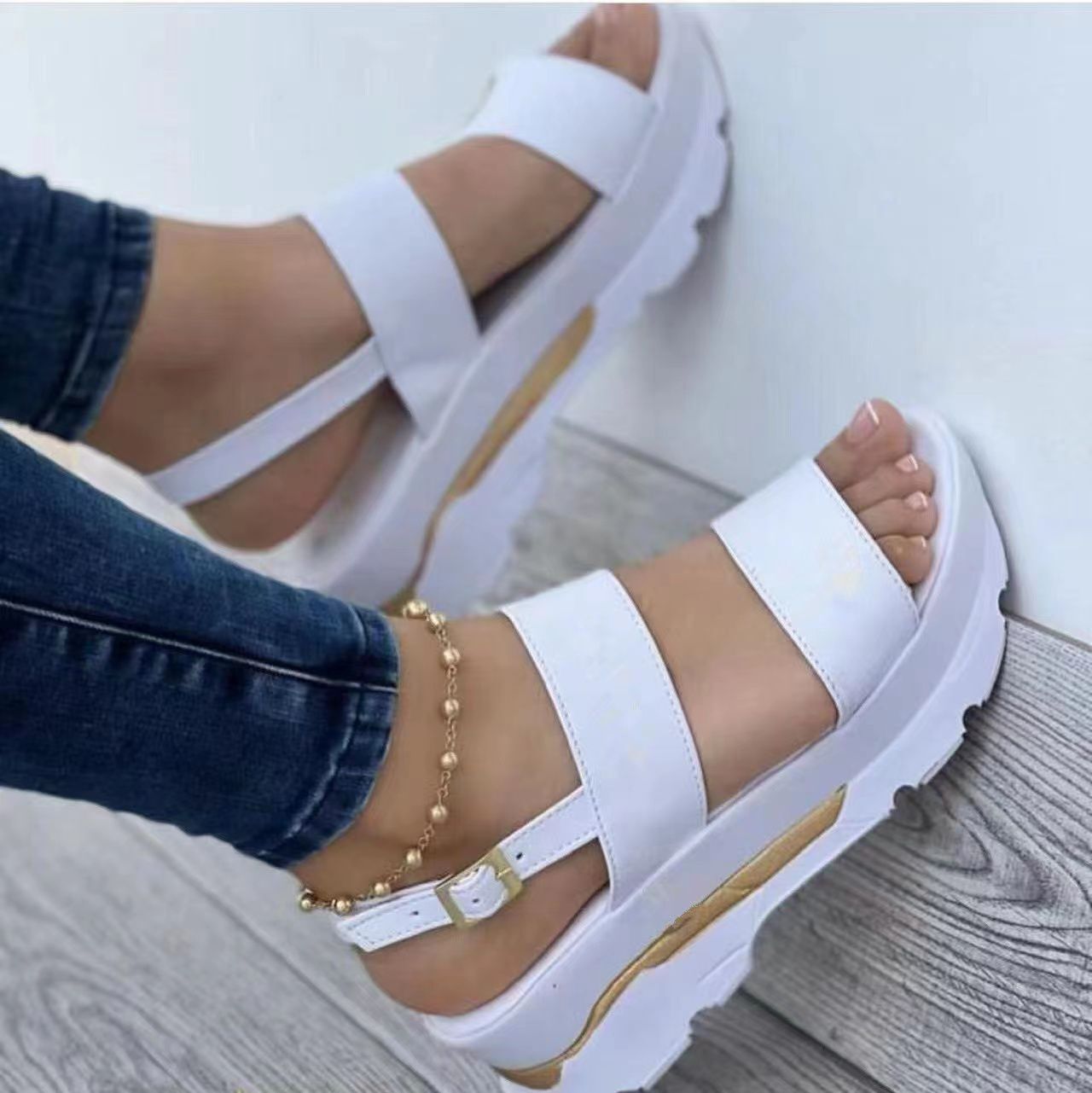 2022 Fashion Wedge Female Platform Buckle Strap Street Summer Shoes Punk Beach Wedges Women Sandals Chunky Sandalias De Mujer