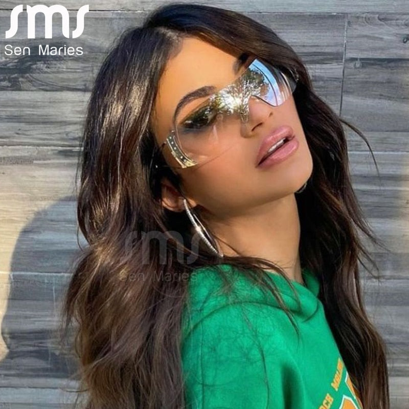2000'S Retro One Piece Sunglasses Women Luxury Oversized Wrap Around Sun Glasses UV400 Ladies 2022 New Fashion Eyewear Shades
