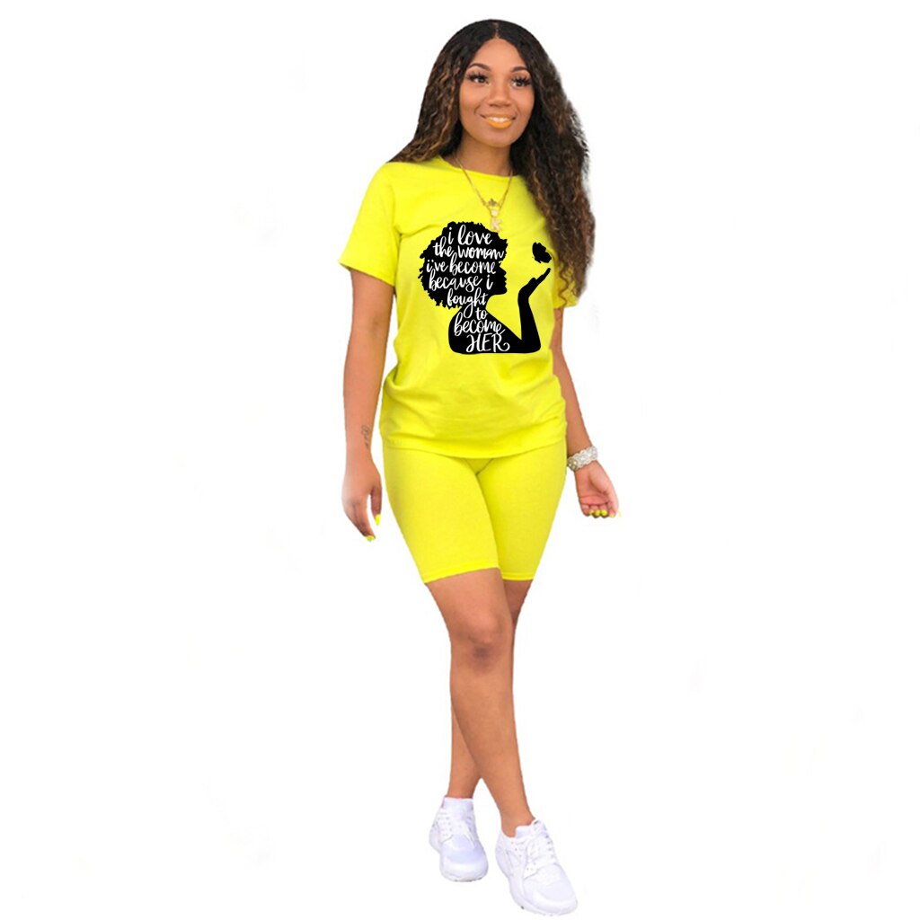 Two Piece Sets Womens Outifits O-Neck Pullover Short Sleeve Lettered T-Shirt Casual Tracksuit Legging Pants Women Short Sets