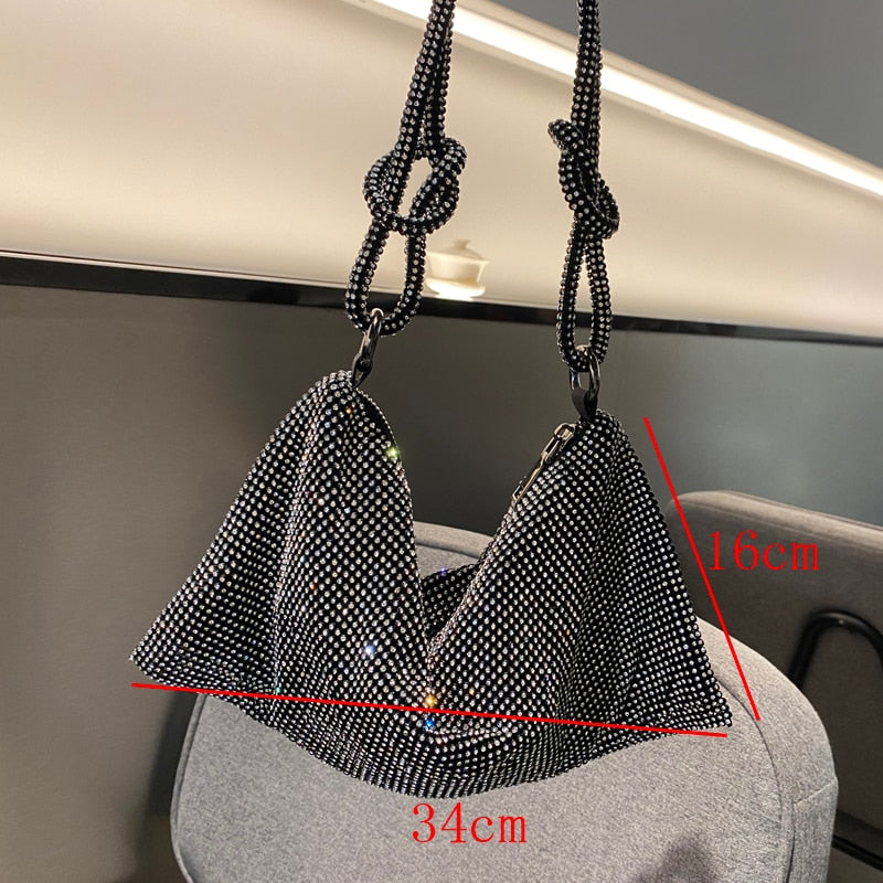 luxury Designer hobo shoulder bag Handle Shining Rhinestones Evening clutch Bag Purse Crystal Purses and handbag Hobo Bags