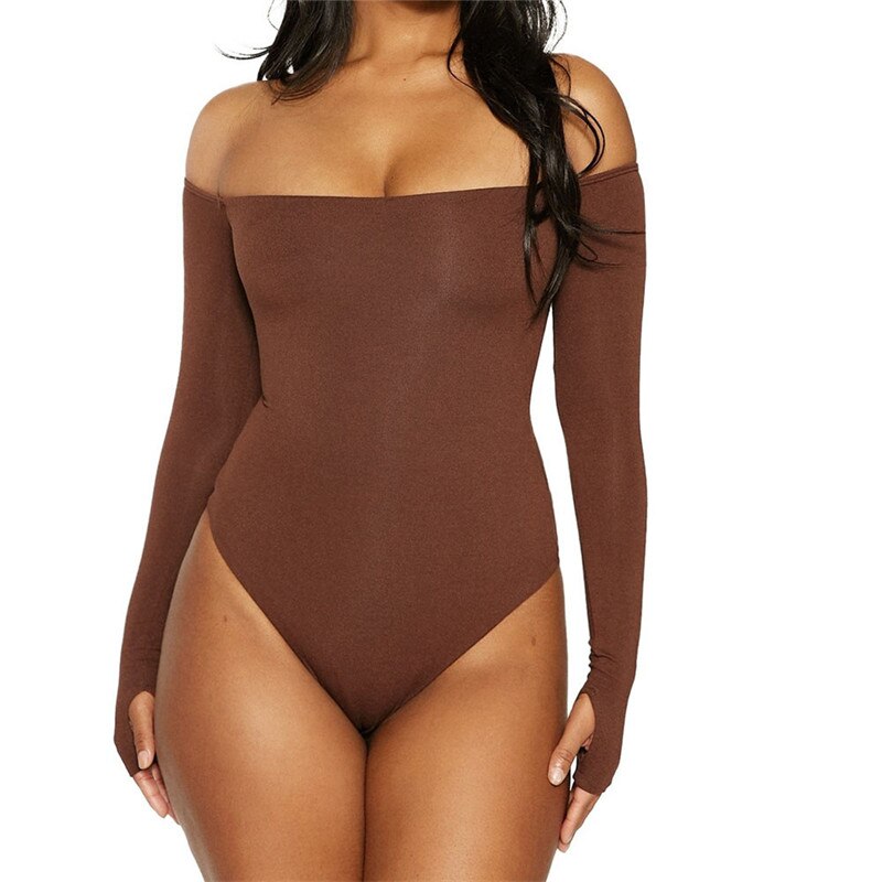New Solid Bodycon Sexy Neon Orange Bodysuits Women Autumn  Long Sleeve Winter Basic Body Suit Female O Neck Black Pink GV852