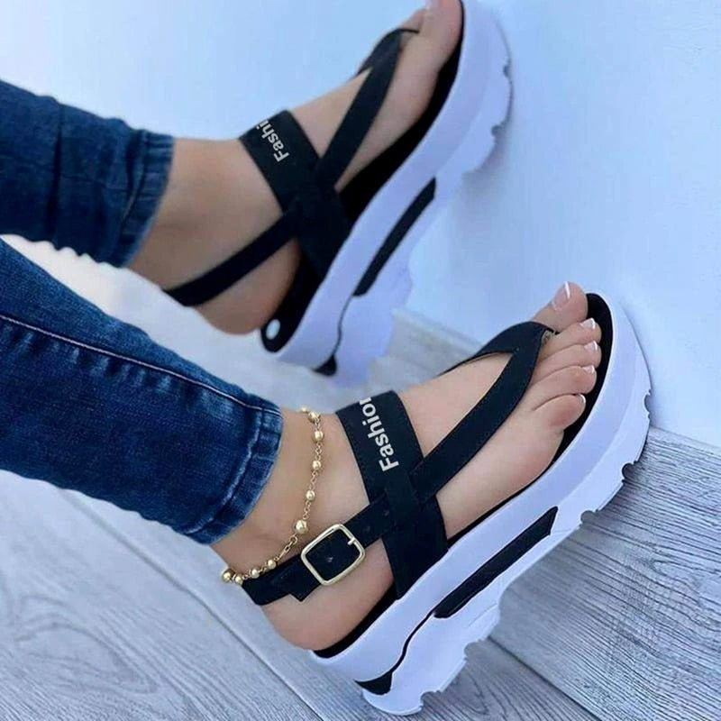 2022 Fashion Wedge Female Platform Buckle Strap Street Summer Shoes Punk Beach Wedges Women Sandals Chunky Sandalias De Mujer