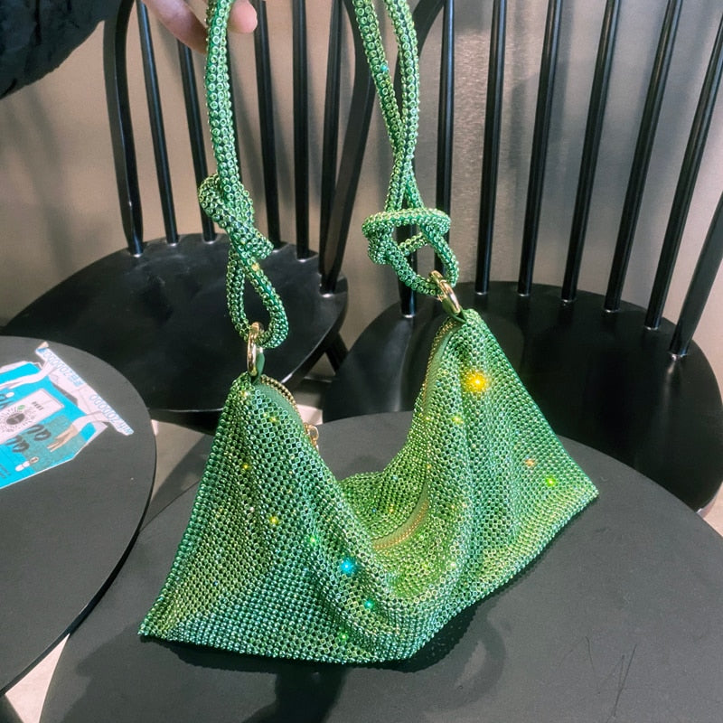luxury Designer hobo shoulder bag Handle Shining Rhinestones Evening clutch Bag Purse Crystal Purses and handbag Hobo Bags