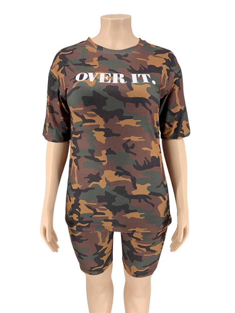 Oversized Two Piece Sets Shorts Set Women Clothes Sexy Short Sets Summer 2022 Camouflage Women Shorts and Top 2 Piece Outfit Set