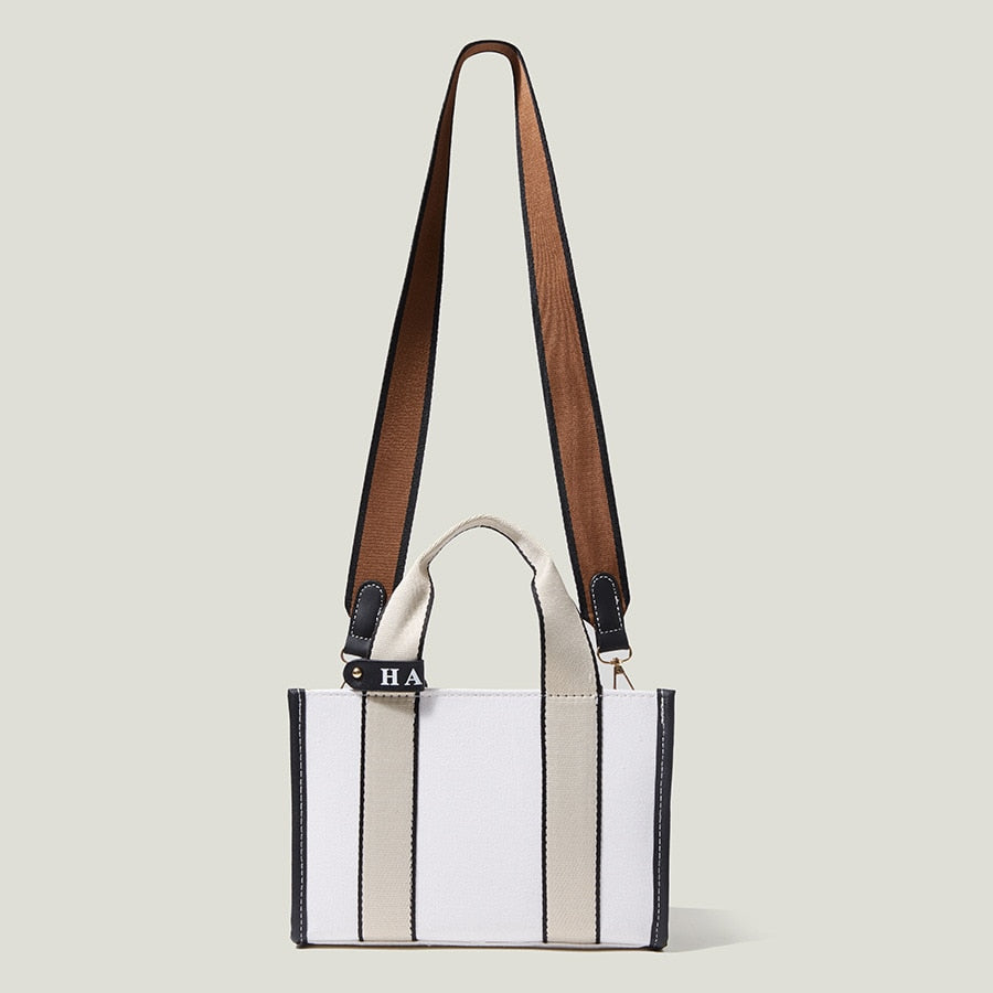 Casual Striped Canvas Large Tote Bag Designer Women Handbags Luxury Shoulder Crossbody Bags Big Shopper Purse Travel Sac Ol 2022