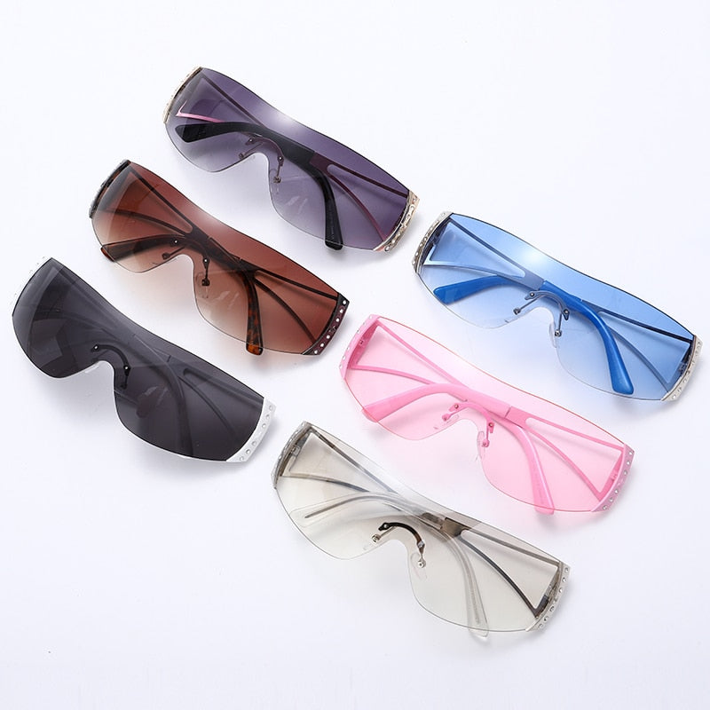 2000'S Retro One Piece Sunglasses Women Luxury Oversized Wrap Around Sun Glasses UV400 Ladies 2022 New Fashion Eyewear Shades