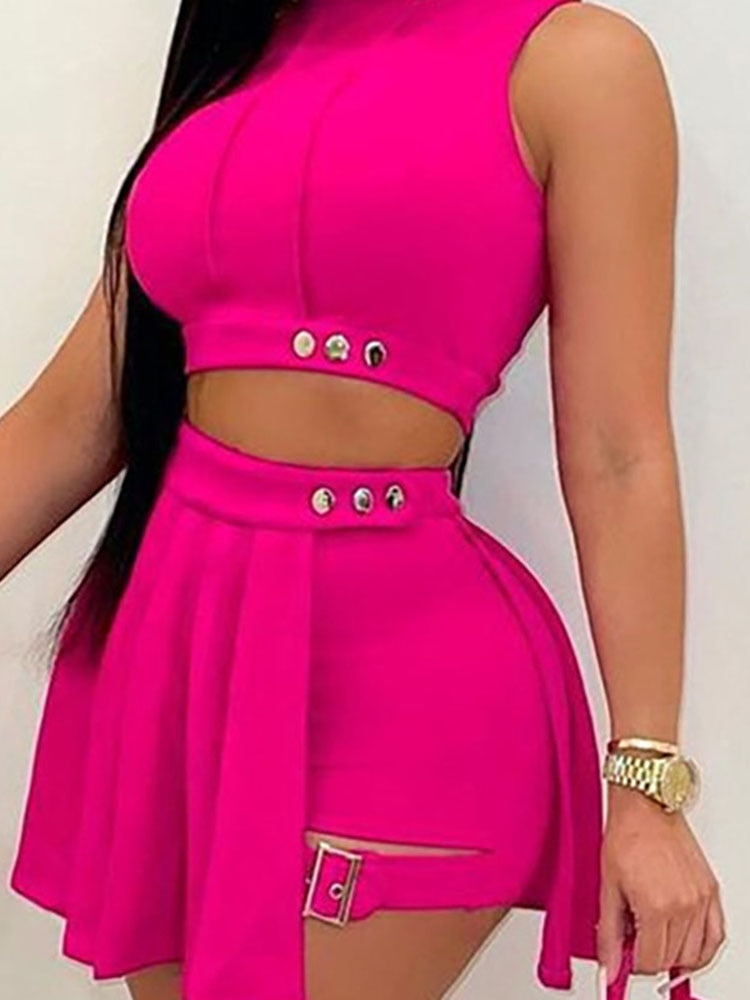 Shorts Skirt Two Piece Set Women High Waist Skirt Shorts Sleeveless Button T-shirt Shorts Sets White Black Skirts Two Piece Set