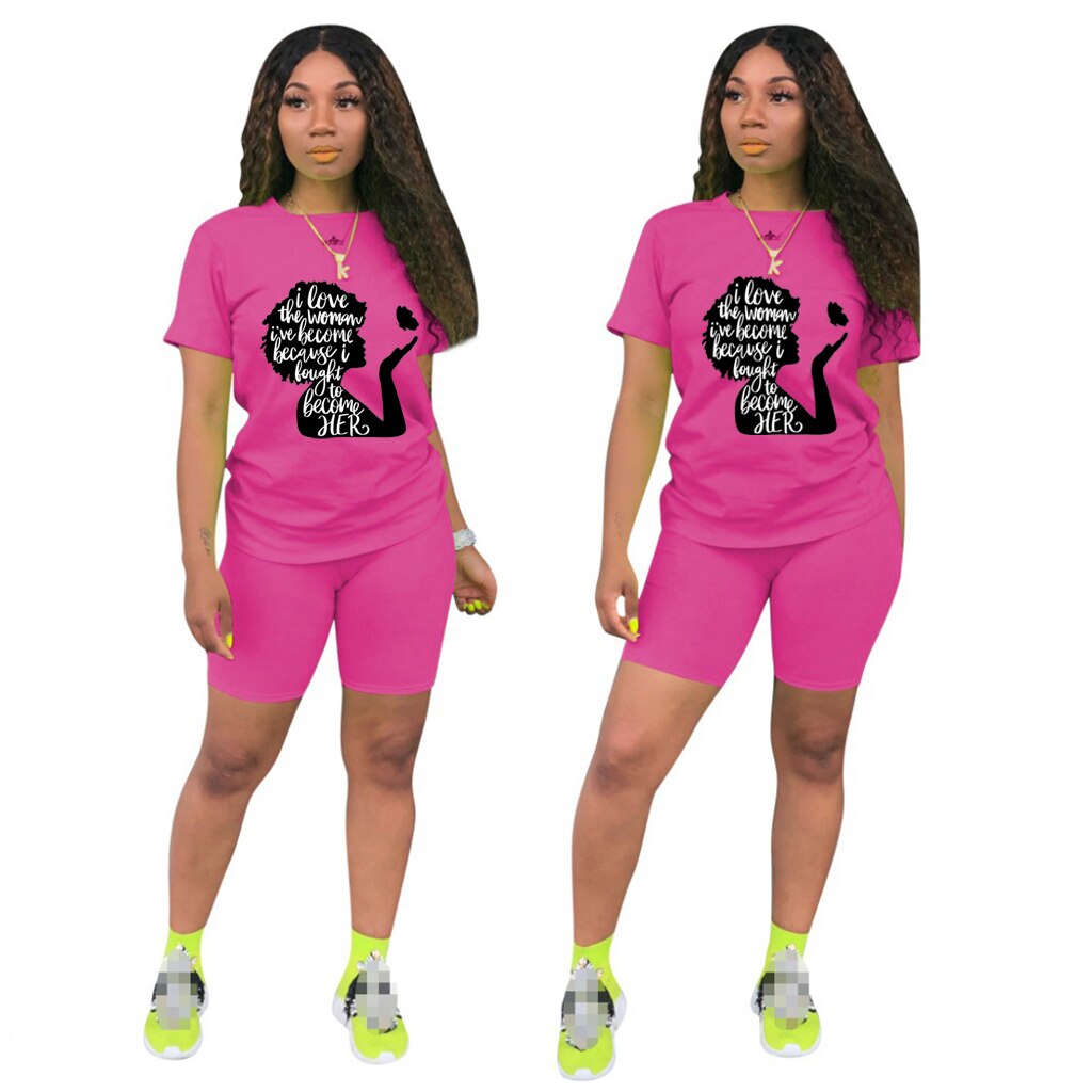Two Piece Sets Womens Outifits O-Neck Pullover Short Sleeve Lettered T-Shirt Casual Tracksuit Legging Pants Women Short Sets