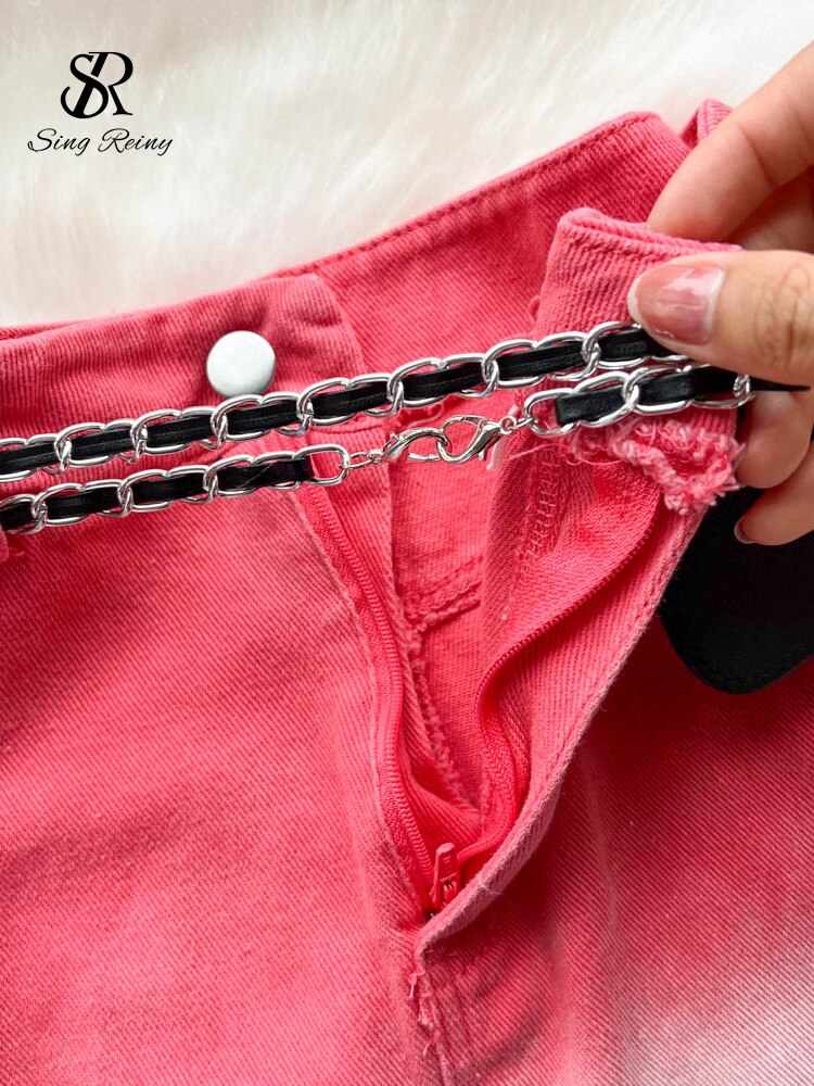 SINGREINY Purse Denim Women Set Fashion Polo Neck Single Breasted Short Tops+ Zipper Irregular Mini Shorts Retro Two Piece Set