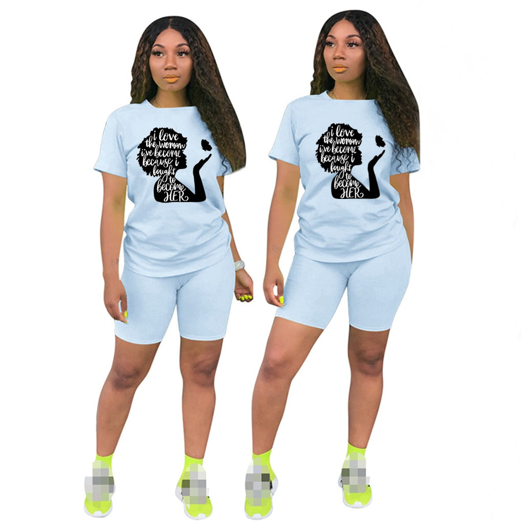 Two Piece Sets Womens Outifits O-Neck Pullover Short Sleeve Lettered T-Shirt Casual Tracksuit Legging Pants Women Short Sets