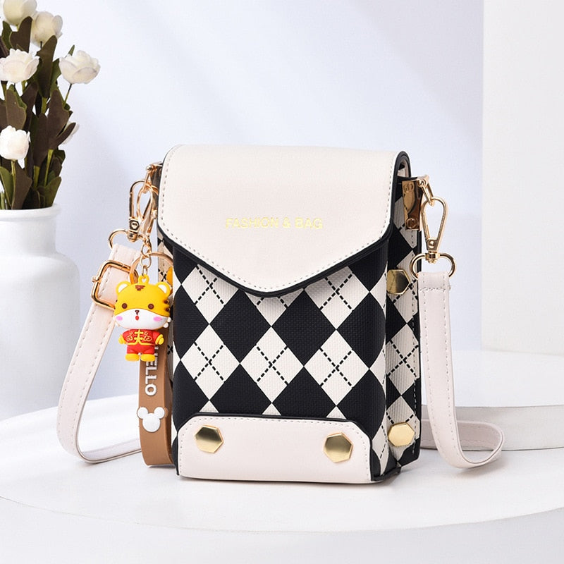 Fashion Women Pattern Shoulder Bag Hardware Chain Strap Color Block Messenger Handbag Composite Cross Body Bag