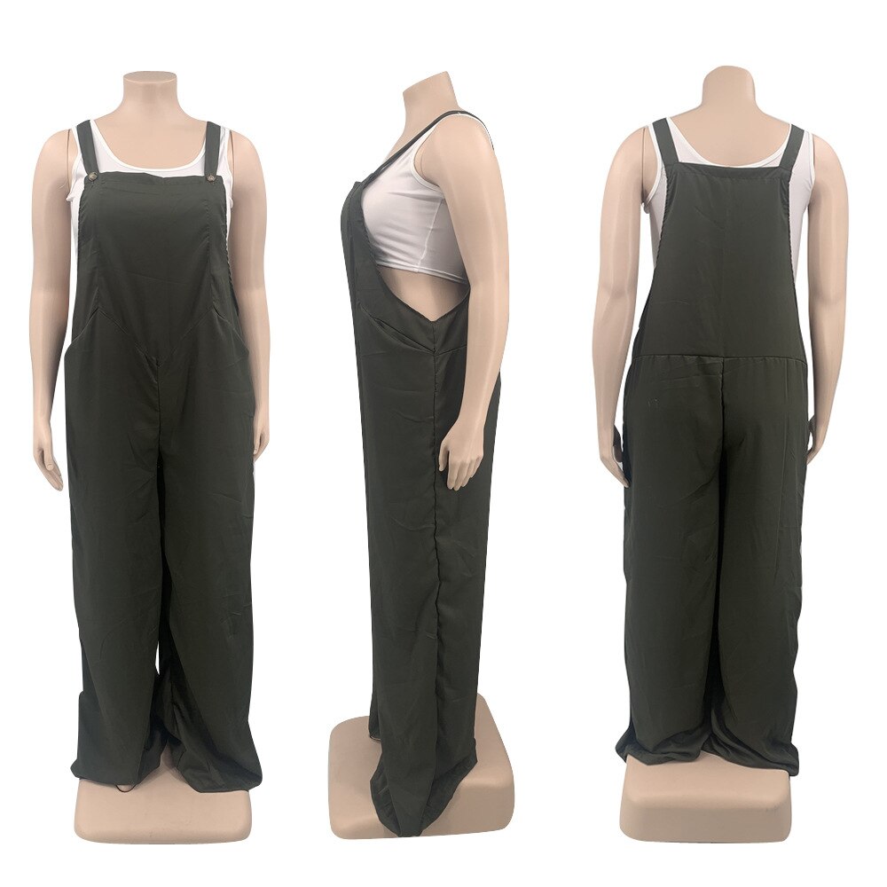 Solid Color Women Casual Loose Breathable Sleeveless Long Jumpsuit Overalls Fashion Female Black Jumpsuits