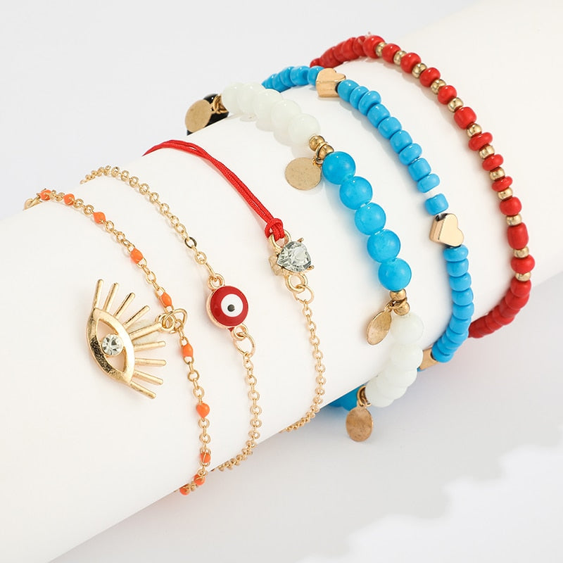 docona Boho Handmade Shell Seed Beads Anklet Set for Women Multilayer Broken Stones Summer Ocean Beach Foot Chains Jewelry 9426