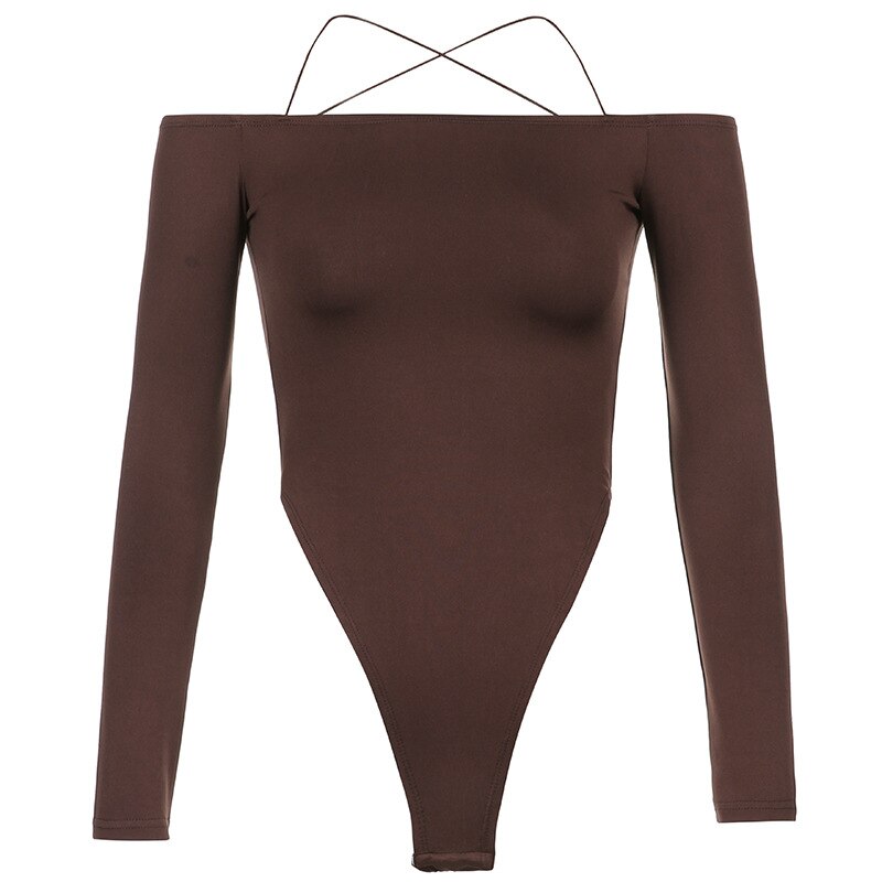 New Solid Bodycon Sexy Neon Orange Bodysuits Women Autumn  Long Sleeve Winter Basic Body Suit Female O Neck Black Pink GV852