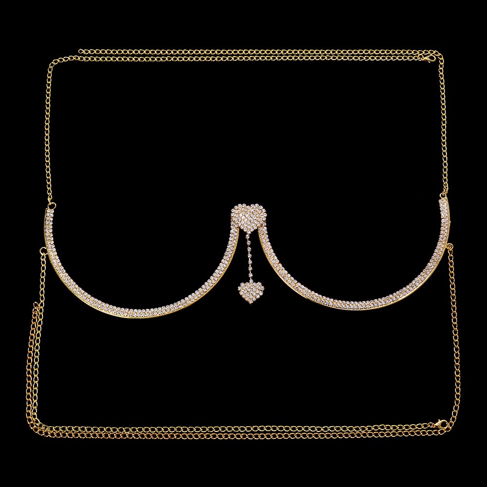 Stonefans Flash Butterfly Rhinestone Chest Bracket Bra Chain for Women Round Breast Body Jewelry NightClub Sexy Bikini Chains