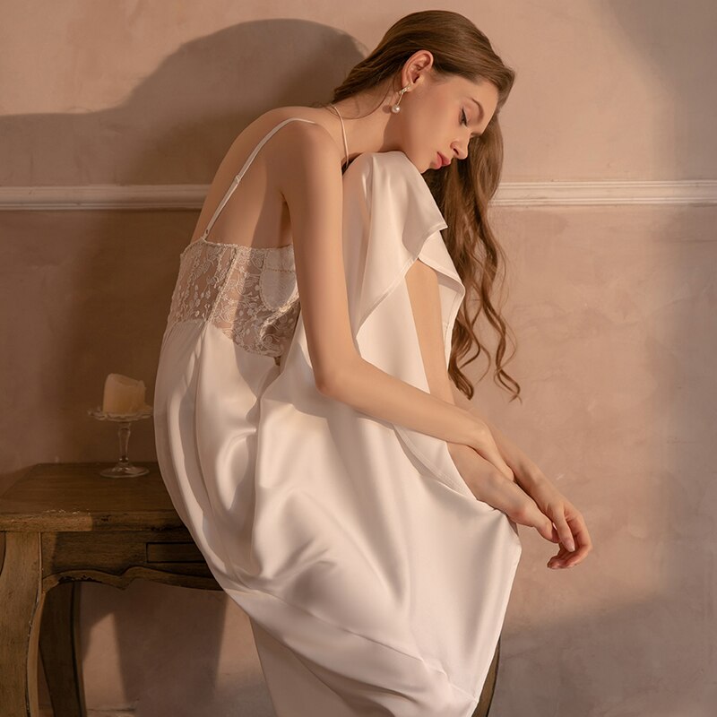 Sexy Nightwear Women Night Gowns Lace Sleepwear Victorian Sleeping Slip Dress Soft Home Wear Nightgown Lingerie Sleep Tops 2022