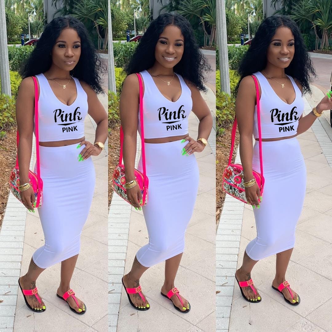 Two Piece Set Top + Skirt Short Sleeveless Top Women's Shorts Fitness Slim Party Club Clothing Sports Fitness Summer Clothes Set