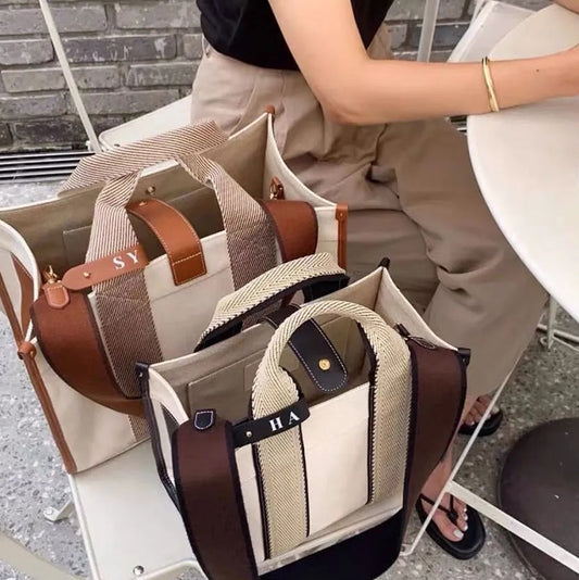 Casual Striped Canvas Large Tote Bag Designer Women Handbags Luxury Shoulder Crossbody Bags Big Shopper Purse Travel Sac Ol 2022