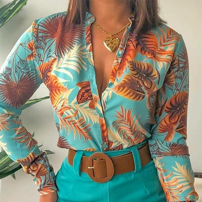 2022 Women's Suit Summer Tracksuit Shorts Sets Two Piece Sets Women Outifits Long Sleeve Sexy Print Blouses Women No Belt