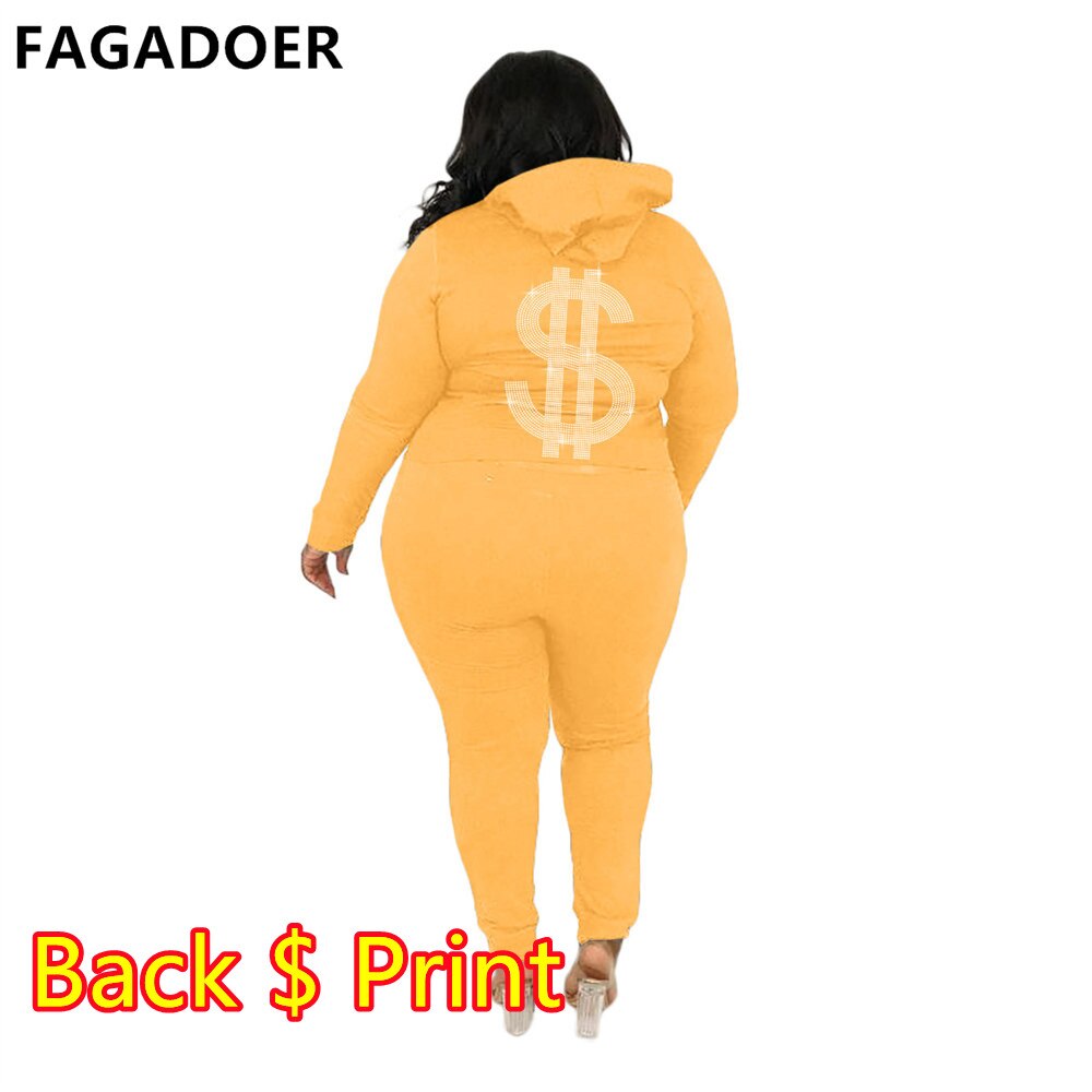 FAGADOER 2022 Plus Size Sporty PINK Letter Print Fashion Spring Set High Waist 2 Piece Set L-5XL Women Gym Clothing Pant Sets