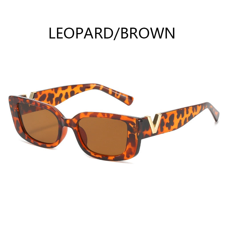 Retro Rectangle Sunglasses Women Brand Designer Cat Eye Small Frame Sun Glasses Ladies Classic Black Square Sunglass Woman UV400