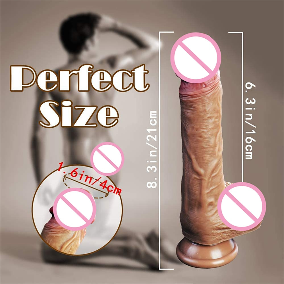 8.3 Inch XXL Realistic Dildo with Powerful Suction CupRealistic Penis Sex Toy Flexible G-spot Dildo with Curved Shaft and Ball