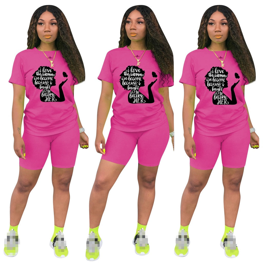 Two Piece Sets Womens Outifits O-Neck Pullover Short Sleeve Lettered T-Shirt Casual Tracksuit Legging Pants Women Short Sets
