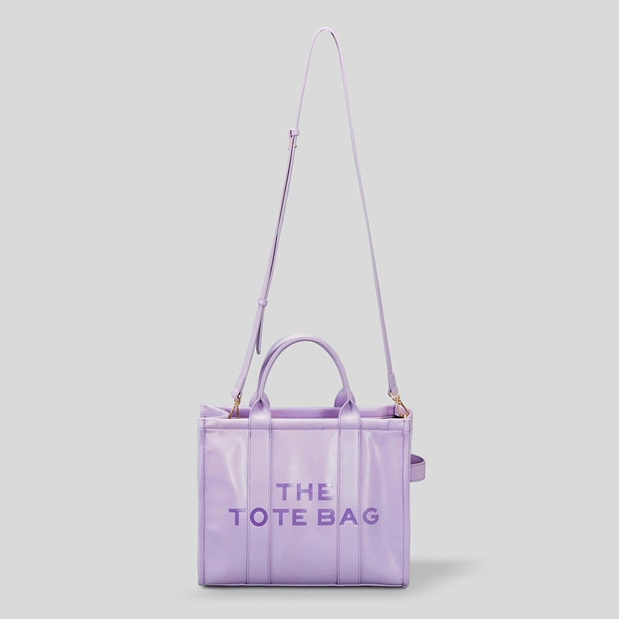 Designer Tote Bags for Women Big Purses and Handbags Women's Purple Leather Shopper Bag Branded Fashion Shoulder Crossbody Bags
