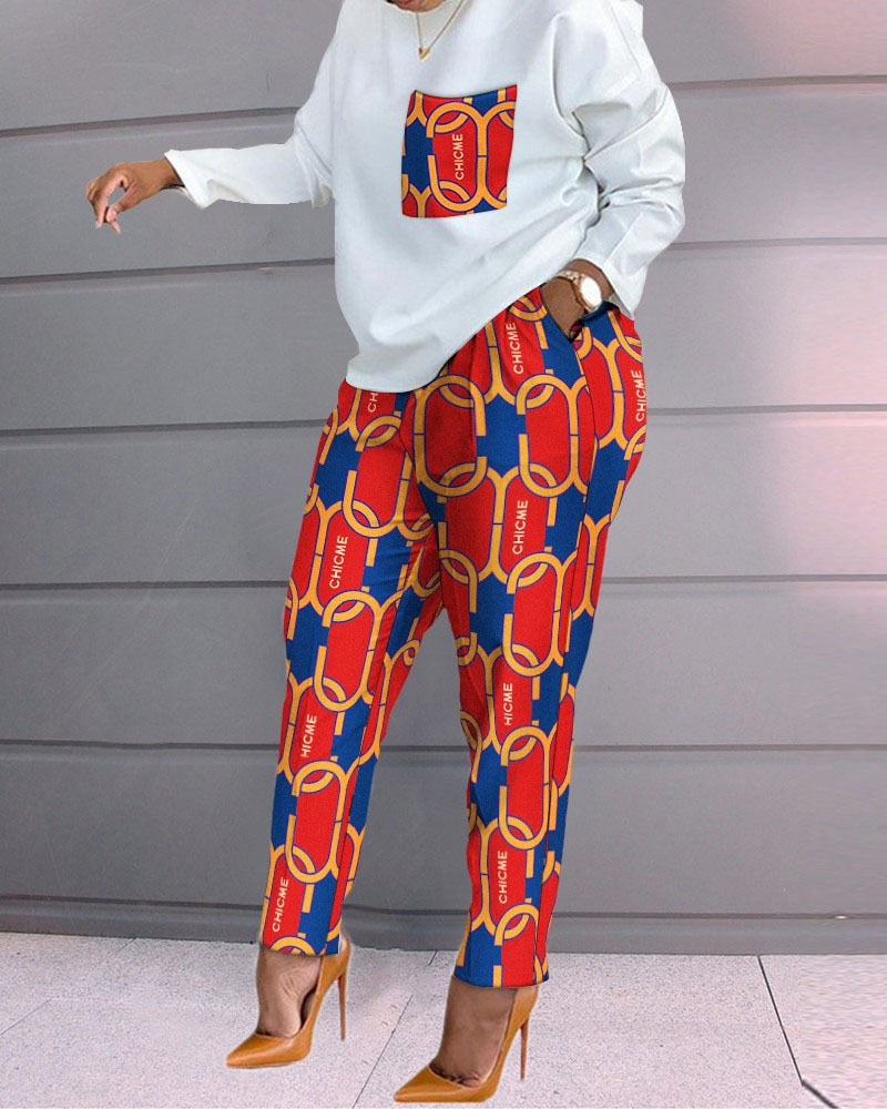 women 2022 spring autumn pant suits color matching sweatshirt + pant lounge home women set