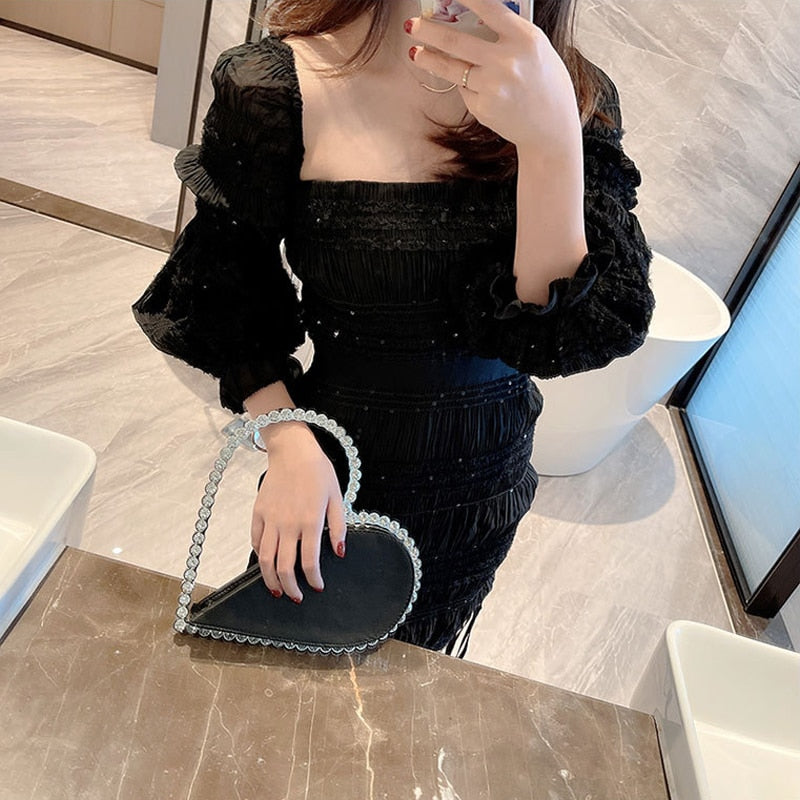 Handbags For Women 2022 Designer Luxury Heart Shaped Evening Diamond Clutch Bags for Women Metal Handle Banquet Hand Bag