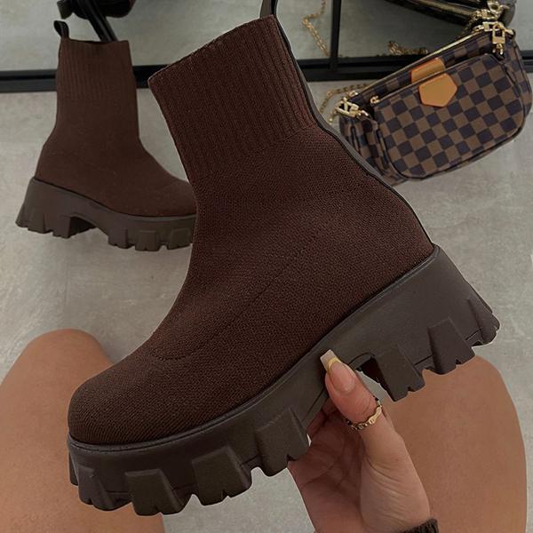 2022 Autumn Winter New Couple Socks Shoes Women Thick-soled Casual Large Size Net Red Knitted Short Boots Women Botas De Mujer