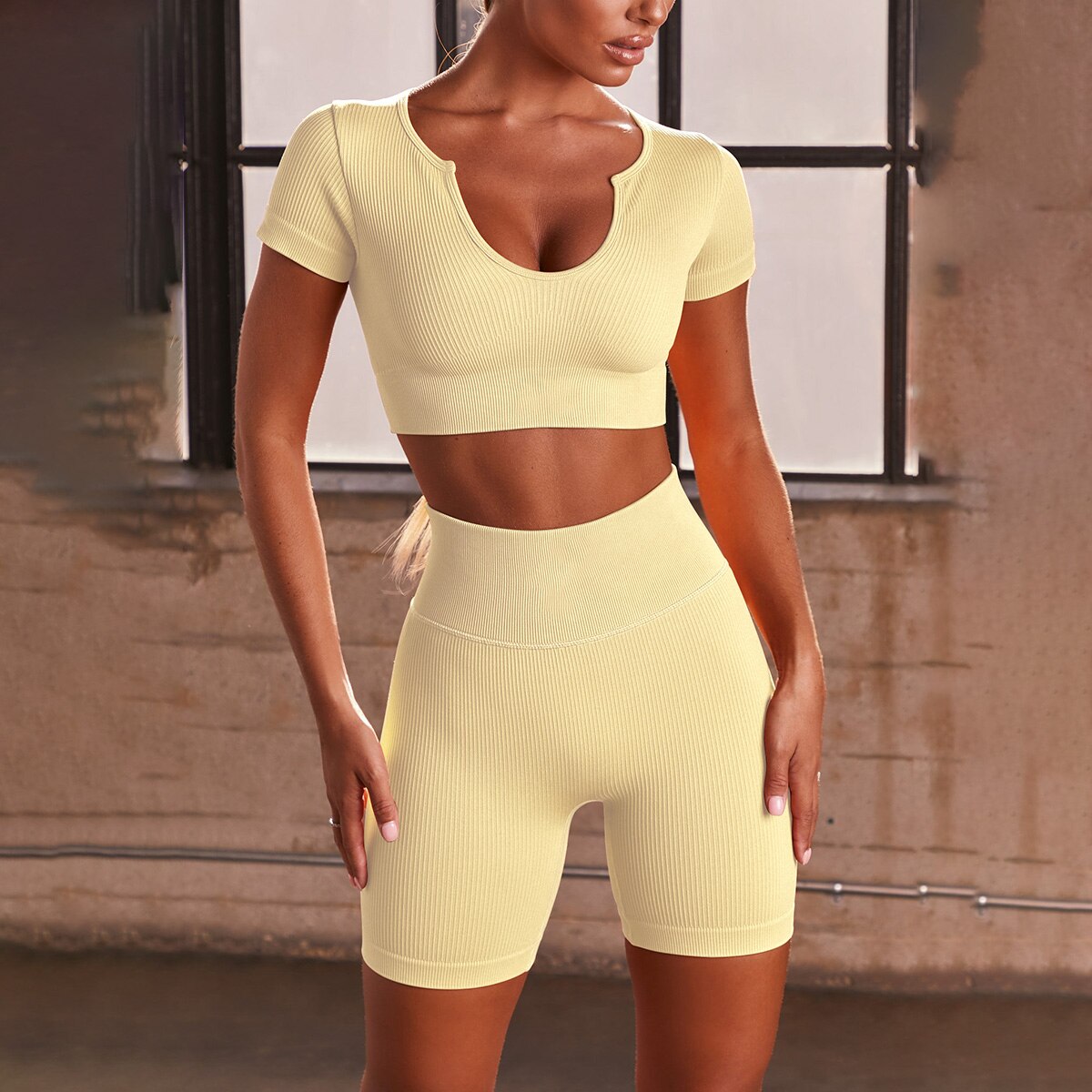 LANSWE Seamless Women Yoga Set Sportswear Gym Clothing Sport Set Women High Waist Seamless Leggings Fitness Sport Bra Crop Top