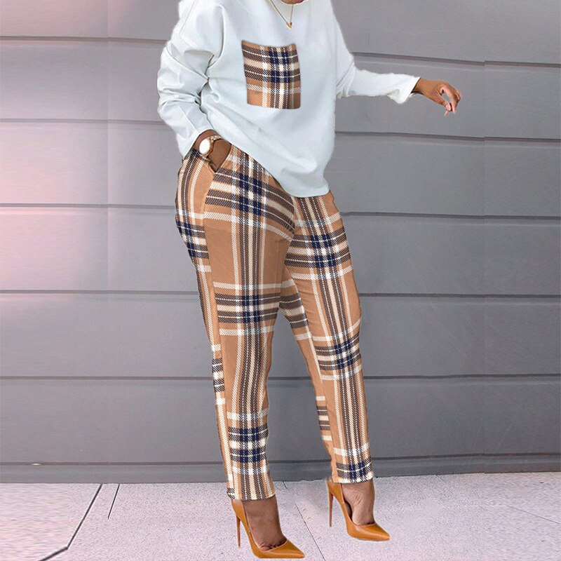 women 2022 spring autumn pant suits color matching sweatshirt + pant lounge home women set