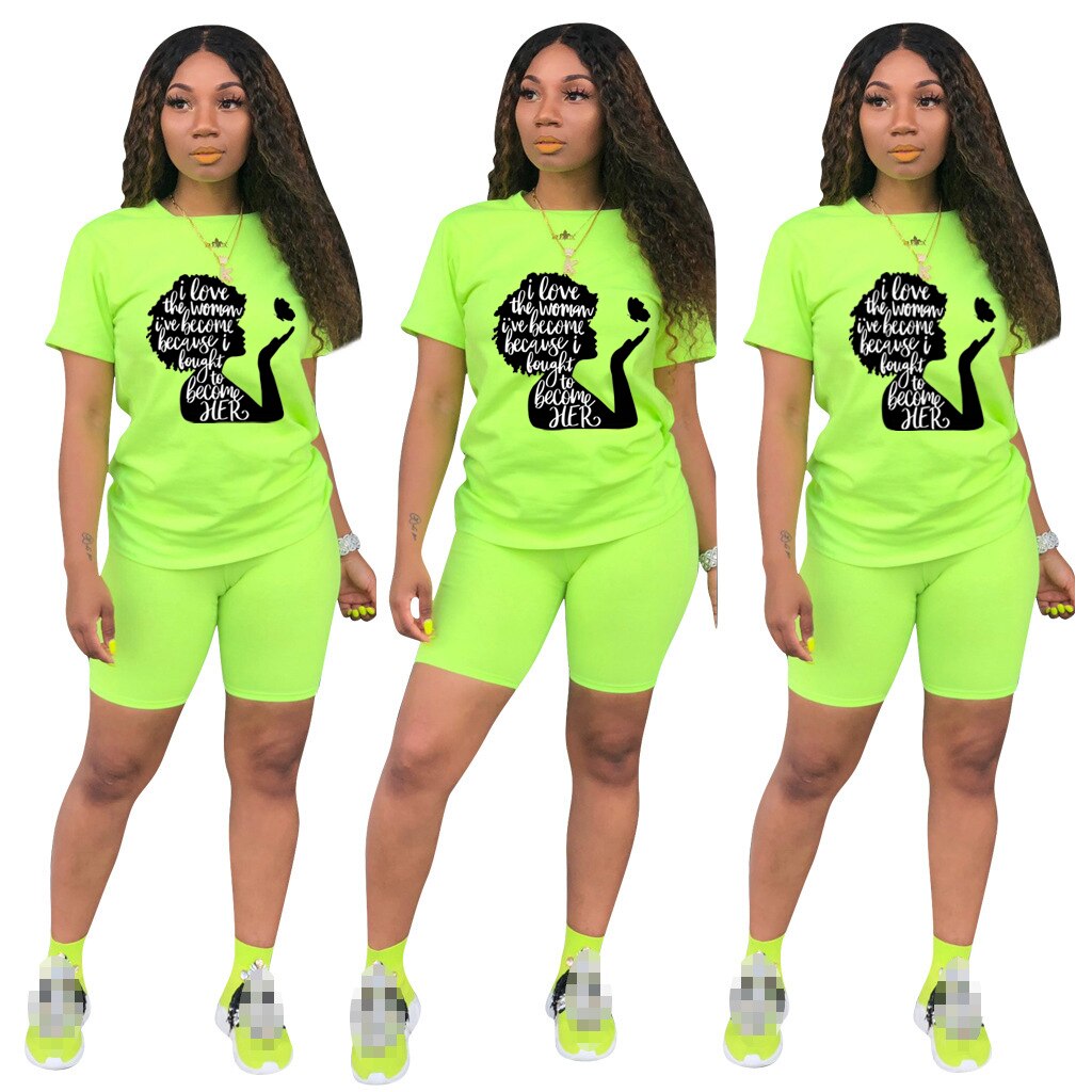 Two Piece Sets Womens Outifits O-Neck Pullover Short Sleeve Lettered T-Shirt Casual Tracksuit Legging Pants Women Short Sets