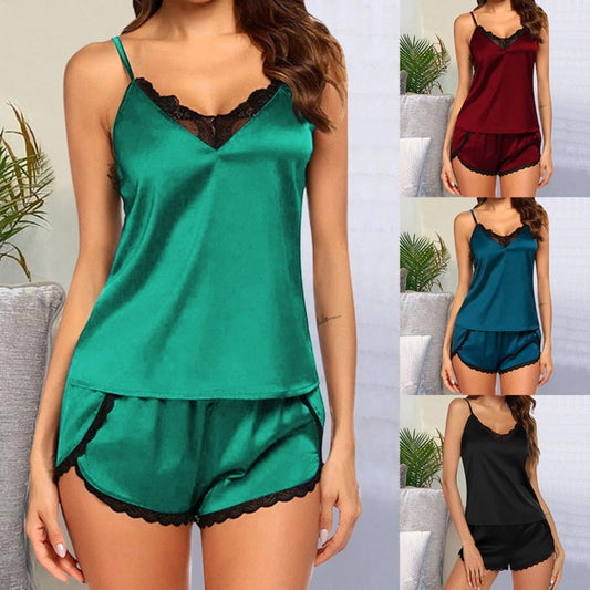 Women's Satin pajamas Sleepwear home clothes wear for women sleep sexy lingerie 2022 nightie with shorts nightwear underwear