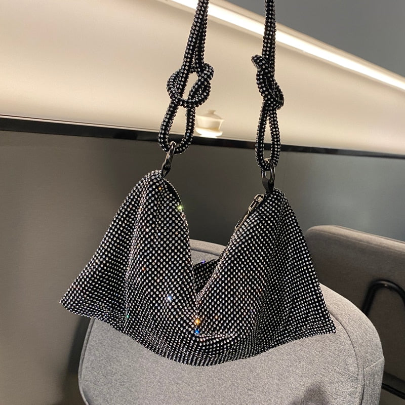 luxury Designer hobo shoulder bag Handle Shining Rhinestones Evening clutch Bag Purse Crystal Purses and handbag Hobo Bags