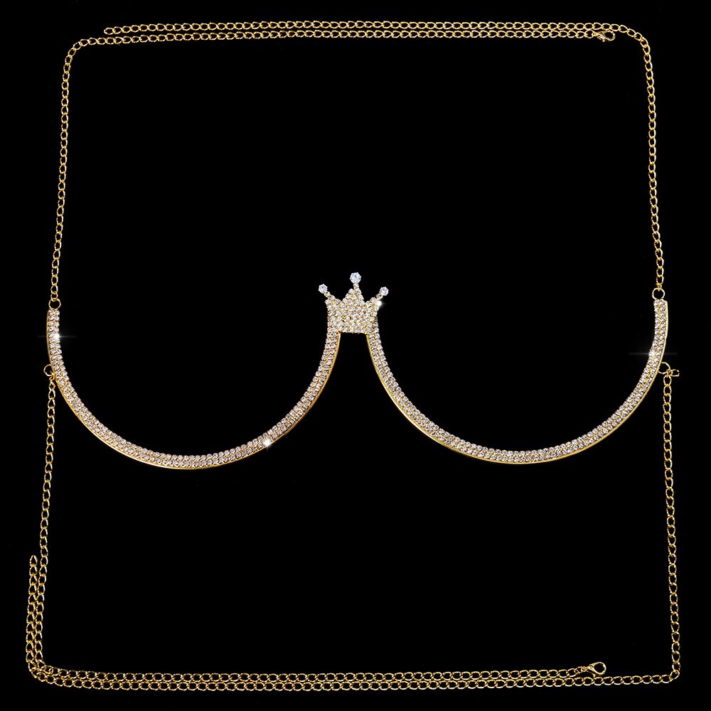 Stonefans Flash Butterfly Rhinestone Chest Bracket Bra Chain for Women Round Breast Body Jewelry NightClub Sexy Bikini Chains