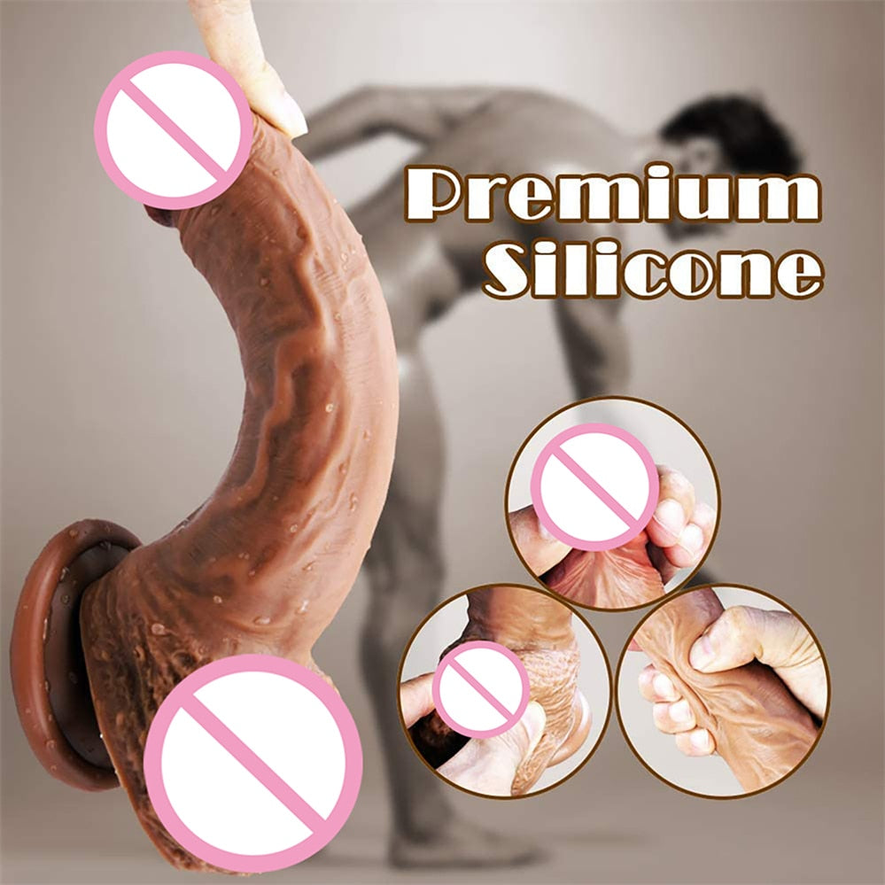 8.3 Inch XXL Realistic Dildo with Powerful Suction CupRealistic Penis Sex Toy Flexible G-spot Dildo with Curved Shaft and Ball