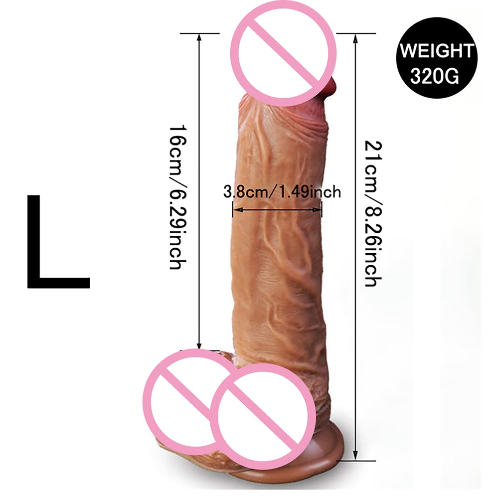 8.3 Inch XXL Realistic Dildo with Powerful Suction CupRealistic Penis Sex Toy Flexible G-spot Dildo with Curved Shaft and Ball