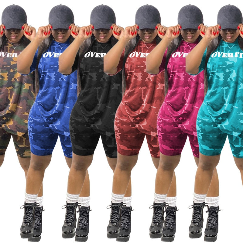 Oversized Two Piece Sets Shorts Set Women Clothes Sexy Short Sets Summer 2022 Camouflage Women Shorts and Top 2 Piece Outfit Set