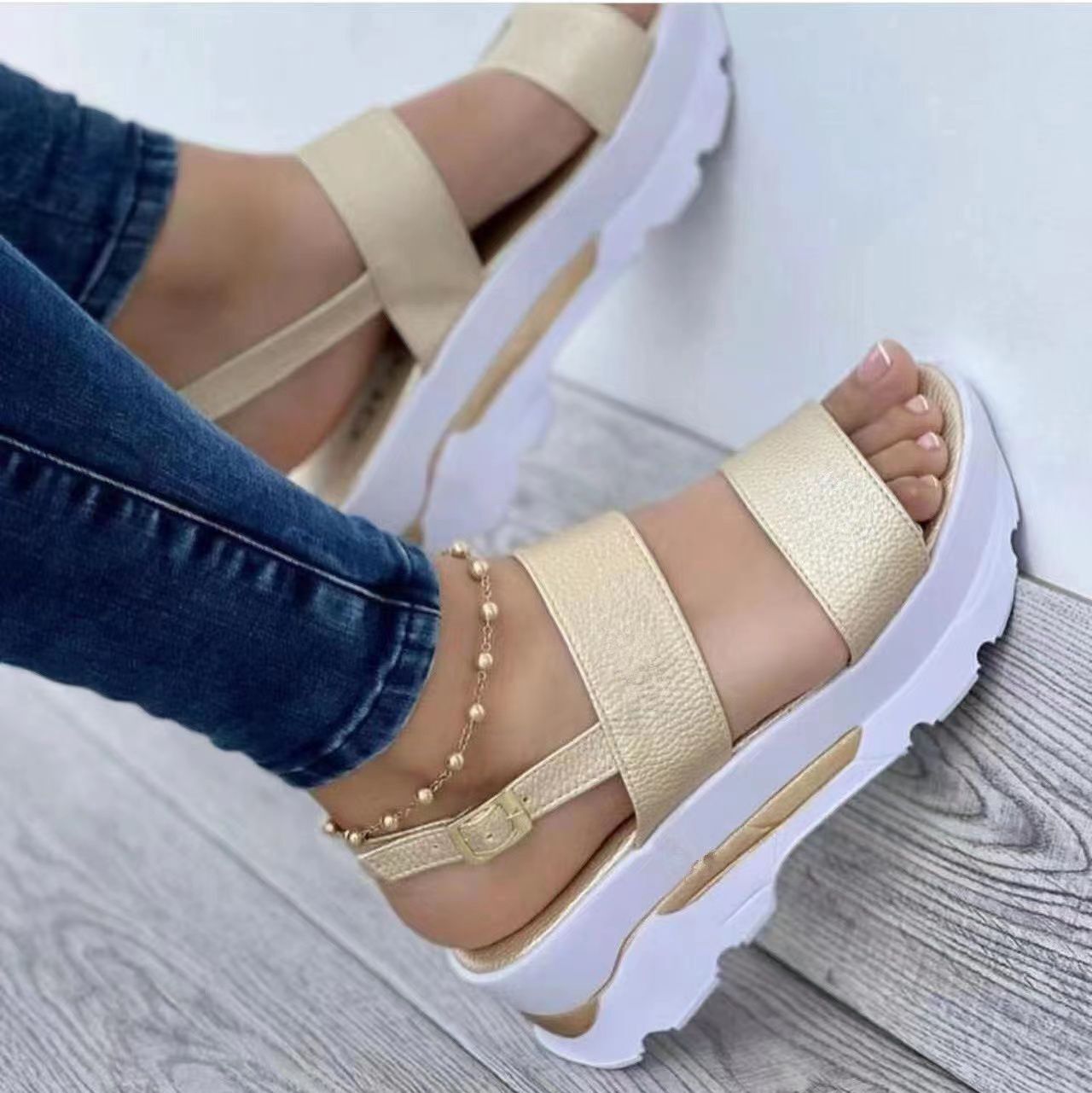 2022 Fashion Wedge Female Platform Buckle Strap Street Summer Shoes Punk Beach Wedges Women Sandals Chunky Sandalias De Mujer