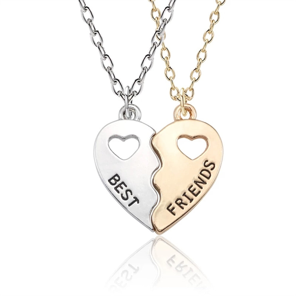 Best Friend 4 Piece Necklace Women Jewelry  BFF Friendship Pendant  Neck Chain Choker Jewelry For Women Gift 2021 Free Shipping