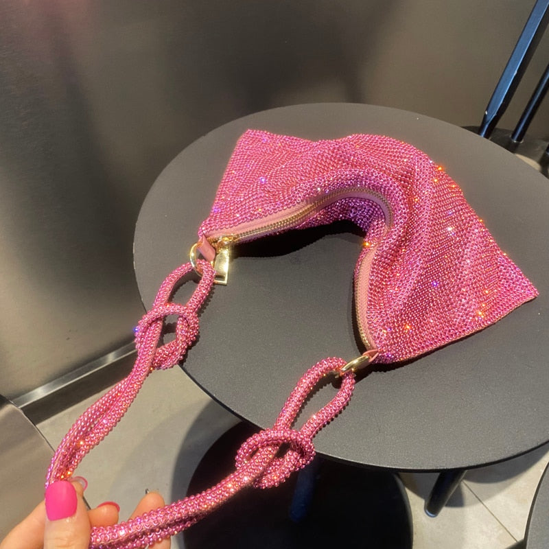 luxury Designer hobo shoulder bag Handle Shining Rhinestones Evening clutch Bag Purse Crystal Purses and handbag Hobo Bags