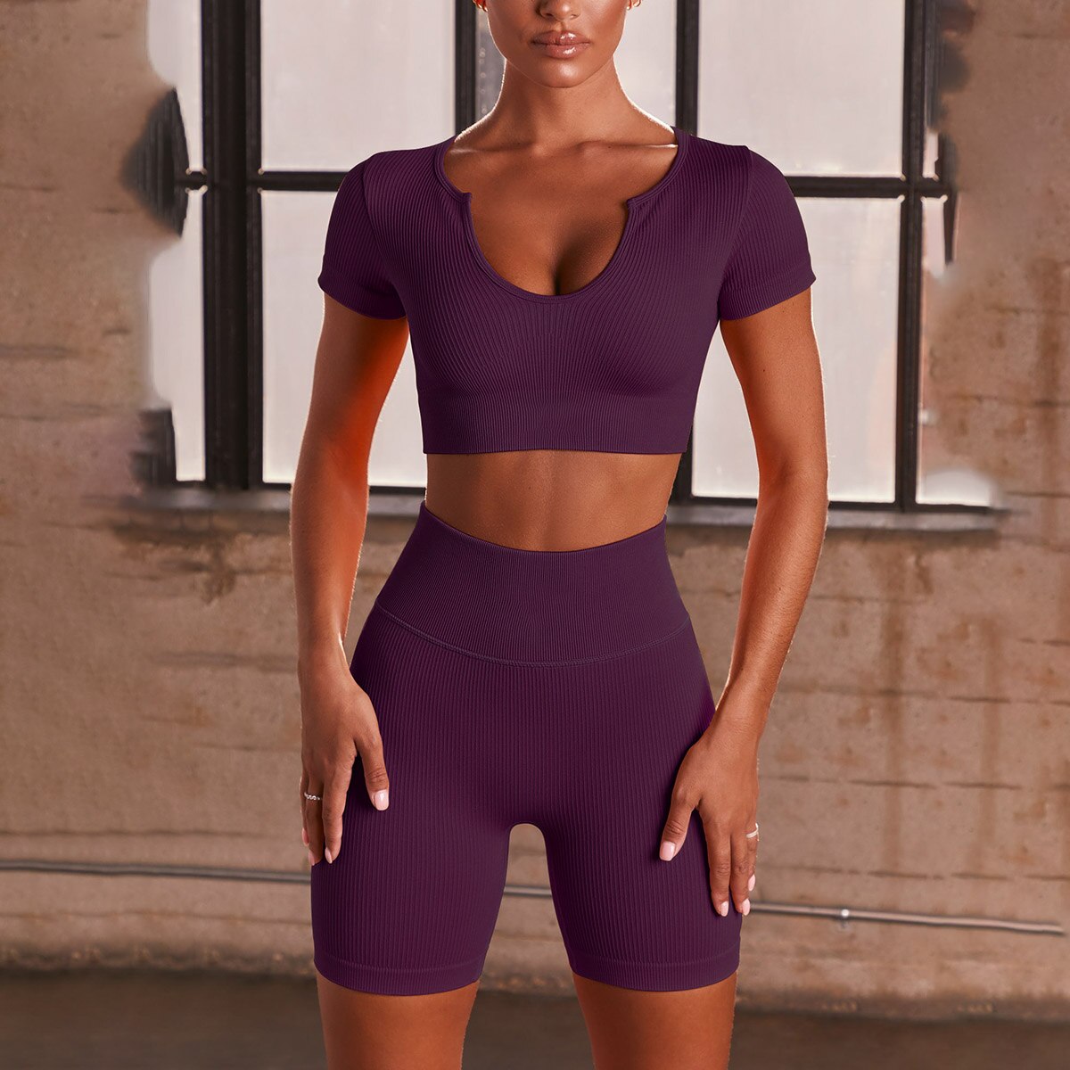 LANSWE Seamless Women Yoga Set Sportswear Gym Clothing Sport Set Women High Waist Seamless Leggings Fitness Sport Bra Crop Top