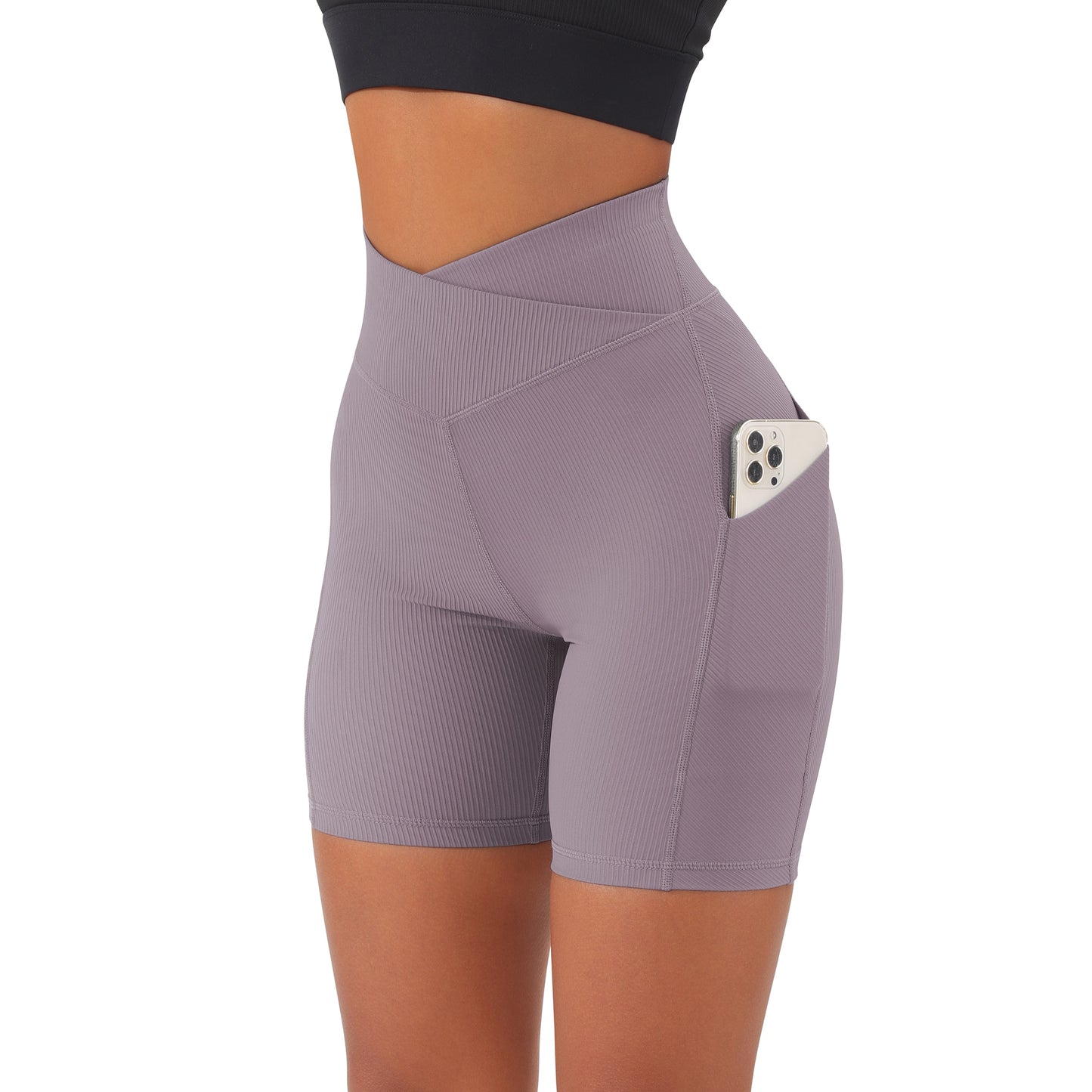 RUUHEE Leggings Women High Waist Yoga Sport Shorts Biker Shorts Women Sports Leggings For Fitness Cross Waist Pocket Yoga Pant