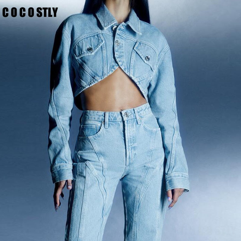 2022 Jeans Jacket Women Cropped Denim Jacket Women Vintage Sexy Streetwear Short Jeans Coat Female Tops veste printemps femme