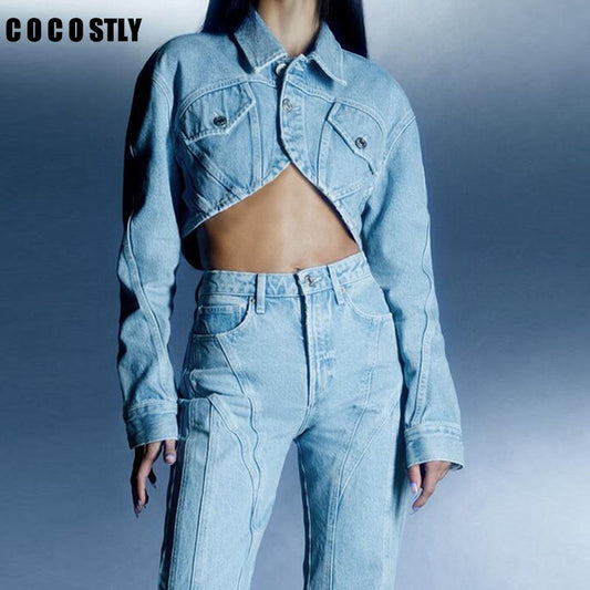 2022 Jeans Jacket Women Cropped Denim Jacket Women Vintage Sexy Streetwear Short Jeans Coat Female Tops veste printemps femme